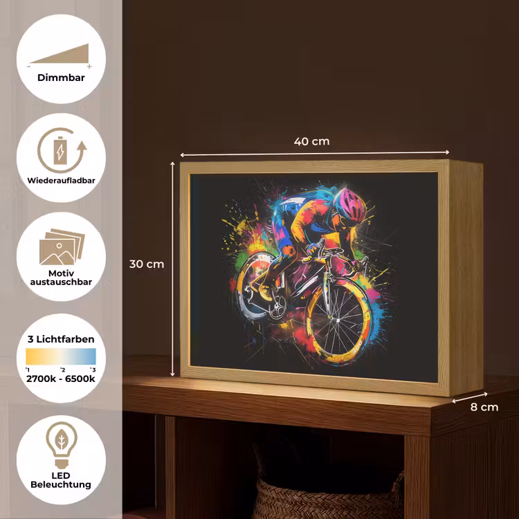 Graffiti - Sport - Wielrennen - Fiets Light Box met batterij (Wandlamp) middel -USP_websiteoverzichtDE