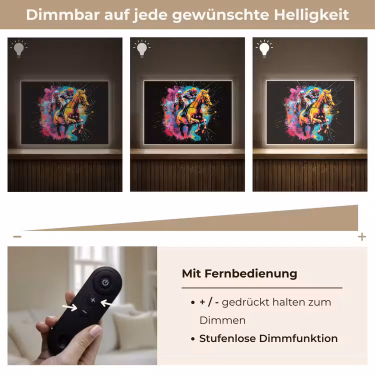 Graffiti - Sport - Paard rensport - Paardrijden Light Box met batterij (Wandlamp) middel -USP_dimbaarDE
