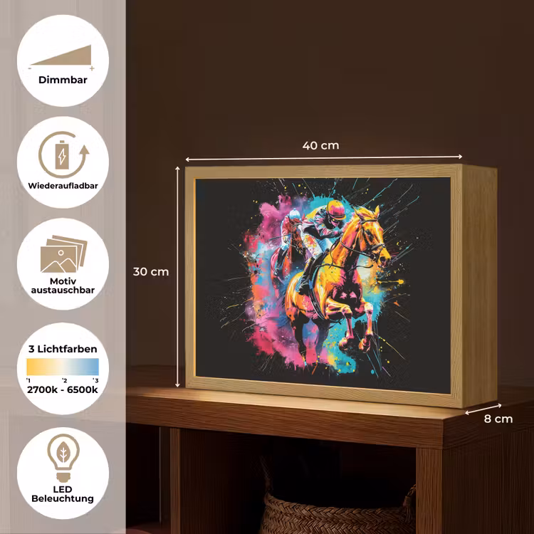 Graffiti - Sport - Paard rensport - Paardrijden Light Box met batterij (Wandlamp) middel -USP_websiteoverzichtDE