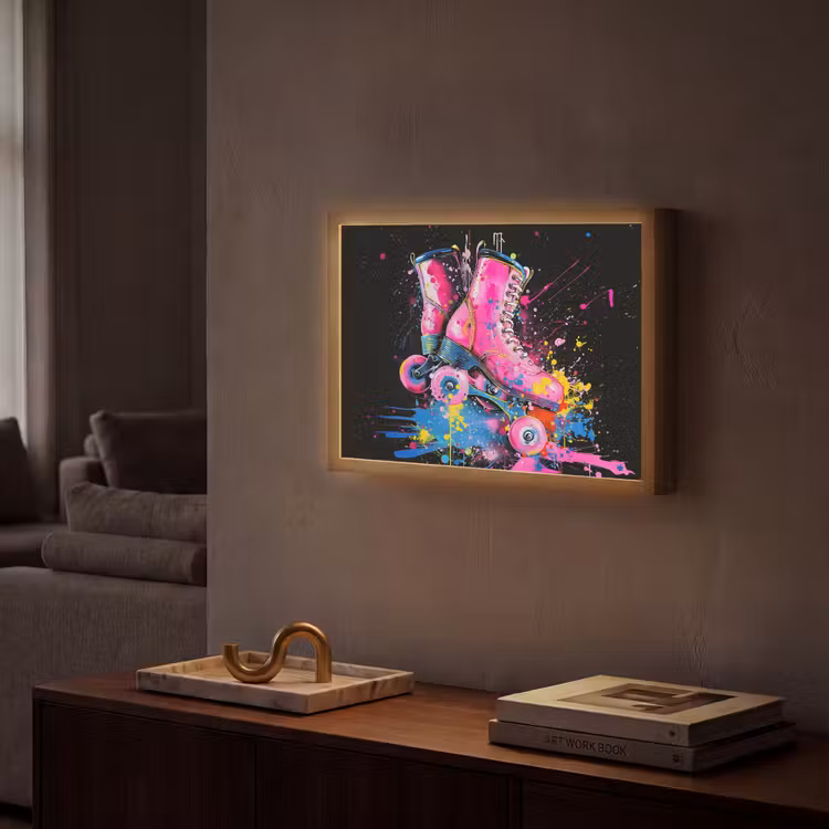 Graffiti - Sport - Rolschaatsen - Skating Light Box met batterij (Wandlamp) middel -sfeer1