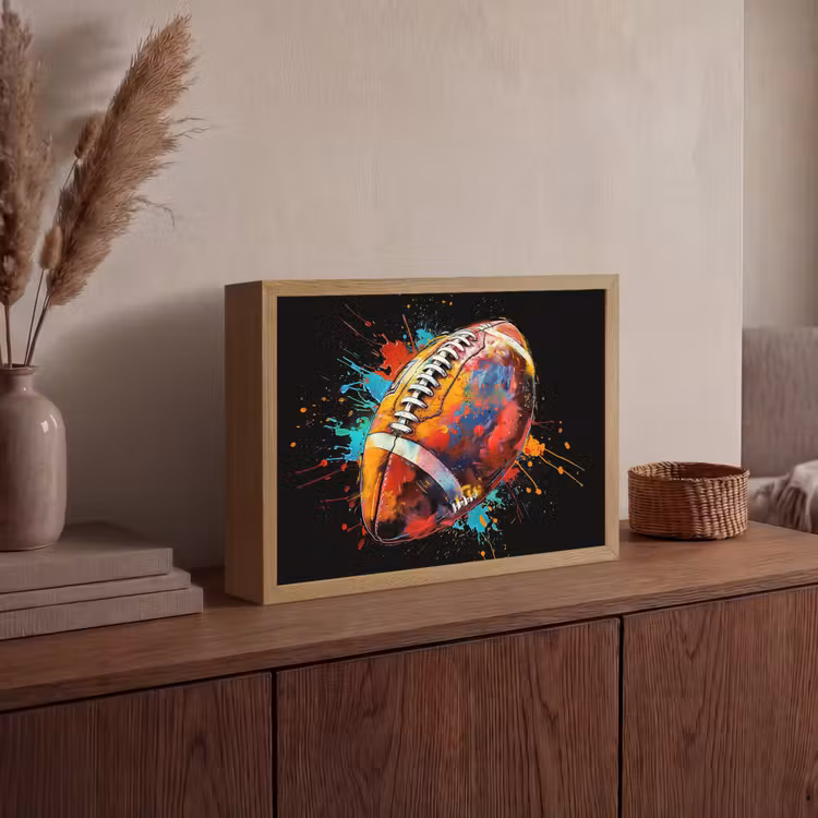 Graffiti - Sport - Rugby - American Football Light Box met batterij (Wandlamp) middel -sfeer2