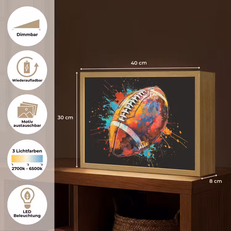 Graffiti - Sport - Rugby - American Football Light Box met batterij (Wandlamp) middel -USP_websiteoverzichtDE