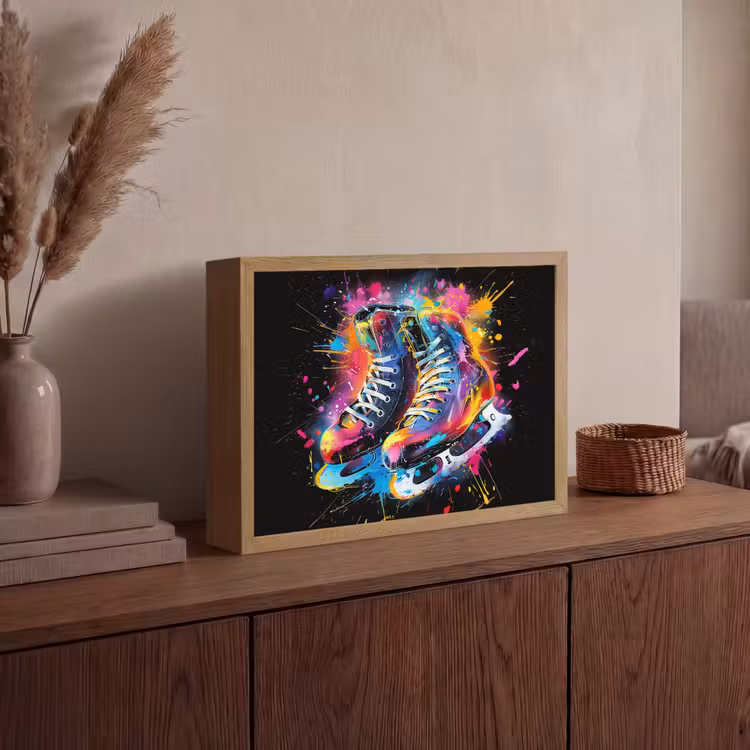 Graffiti - Sport - Schaatsen - Verf Light Box met batterij (Wandlamp) middel -sfeer2