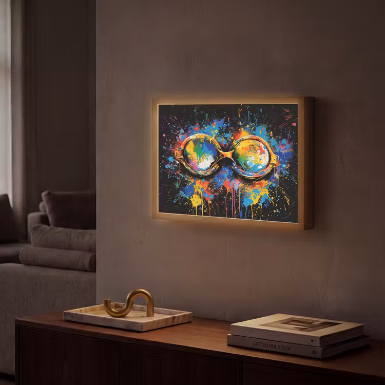 Graffiti - Sport - Zwemmen - Zwembril Light Box met batterij (Wandlamp) middel -sfeer1