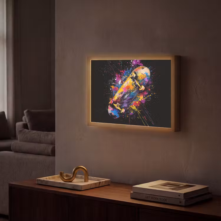 Graffiti - Sport - Skateboard - Skate Light Box met batterij (Wandlamp) middel -sfeer1