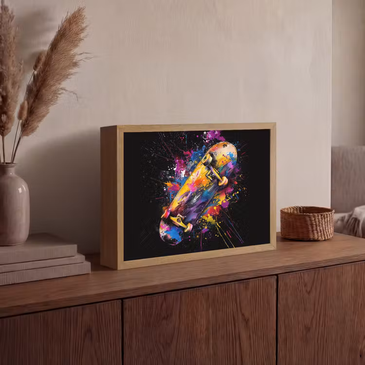 Graffiti - Sport - Skateboard - Skate Light Box met batterij (Wandlamp) middel -sfeer2