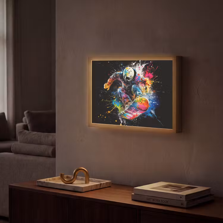 Graffiti - Sport - Snowboarden - Wintersport Light Box met batterij (Wandlamp) middel -sfeer1