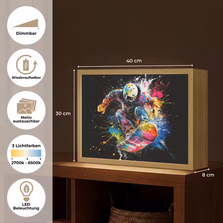 Graffiti - Sport - Snowboarden - Wintersport Light Box met batterij (Wandlamp) middel -USP_websiteoverzichtDE