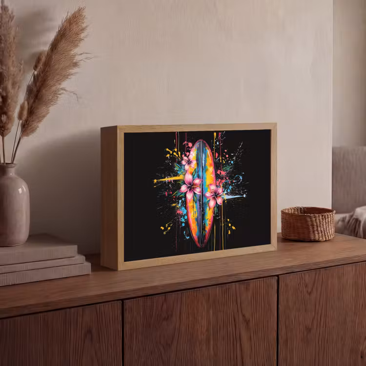 Graffiti - Sport - Surfen - Zomer Light Box met batterij (Wandlamp) middel -sfeer2