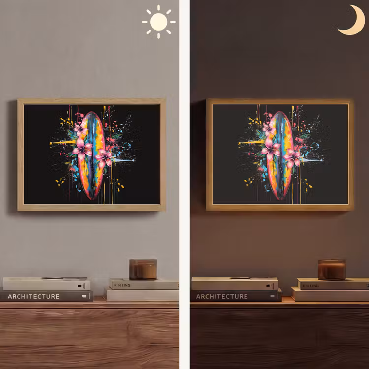 Graffiti - Sport - Surfen - Zomer Light Box met batterij (Wandlamp) middel -sfeer3