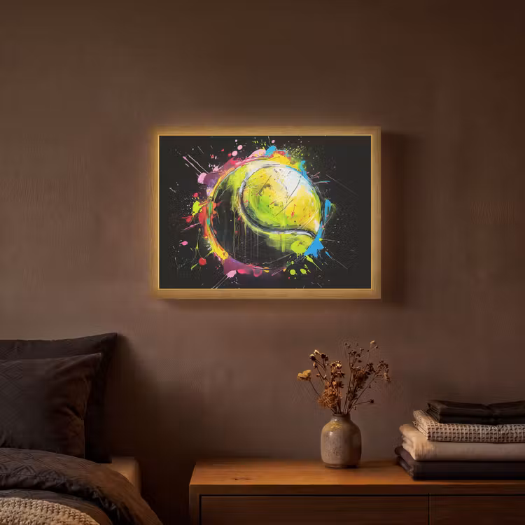 Graffiti - Sport - Tennis - Padel - Bal Light Box met batterij (Wandlamp) middel -sfeer4