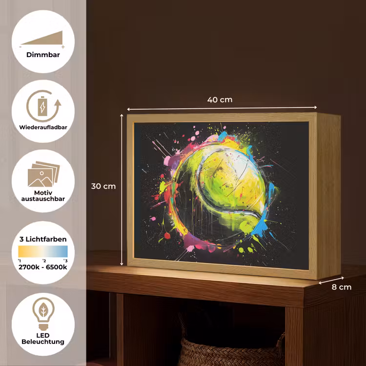 Graffiti - Sport - Tennis - Padel - Bal Light Box met batterij (Wandlamp) middel -USP_websiteoverzichtDE