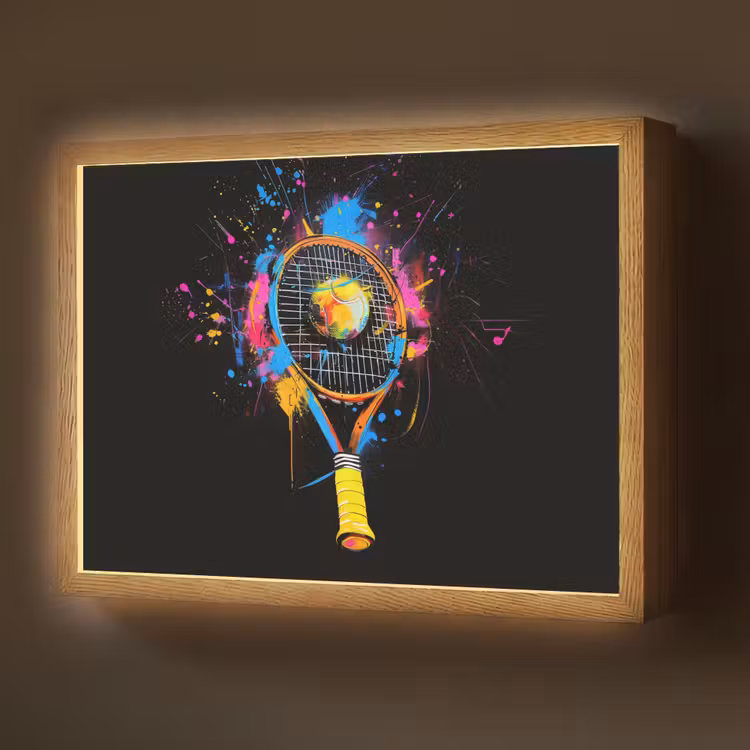 Graffiti - Sport - Tennis - Raket - Bal Light Box met batterij (Wandlamp) middel -z3d_website