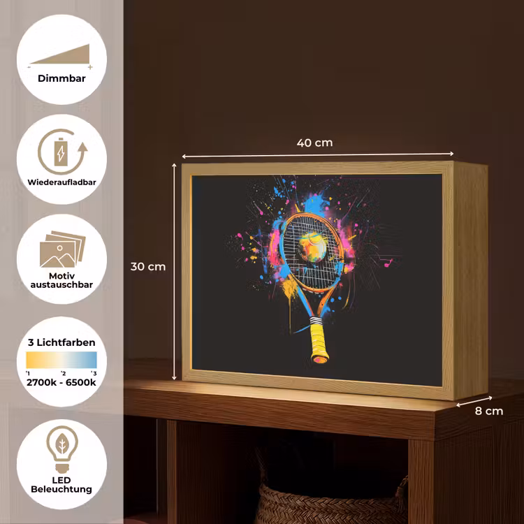 Graffiti - Sport - Tennis - Raket - Bal Light Box met batterij (Wandlamp) middel -USP_websiteoverzichtDE