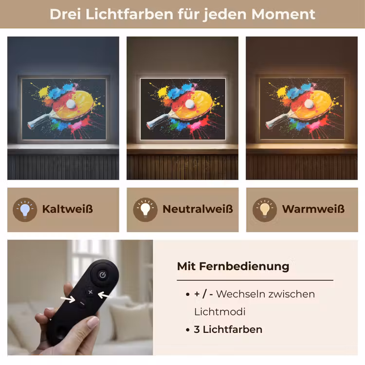 Graffiti - Sport - Tafeltennis - Verf Light Box met batterij (Wandlamp) middel -USP_lichtkleurDE