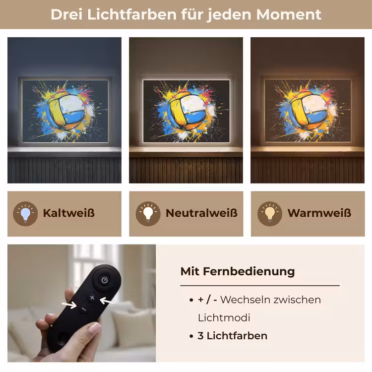 Graffiti - Sport - Volleybal - Bal Light Box met batterij (Wandlamp) middel -USP_lichtkleurDE