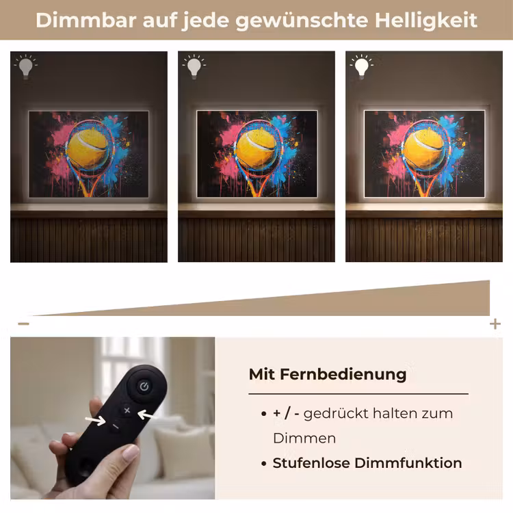Graffiti - Tennis - Sport - Racket Light Box met batterij (Wandlamp) middel -USP_dimbaarDE