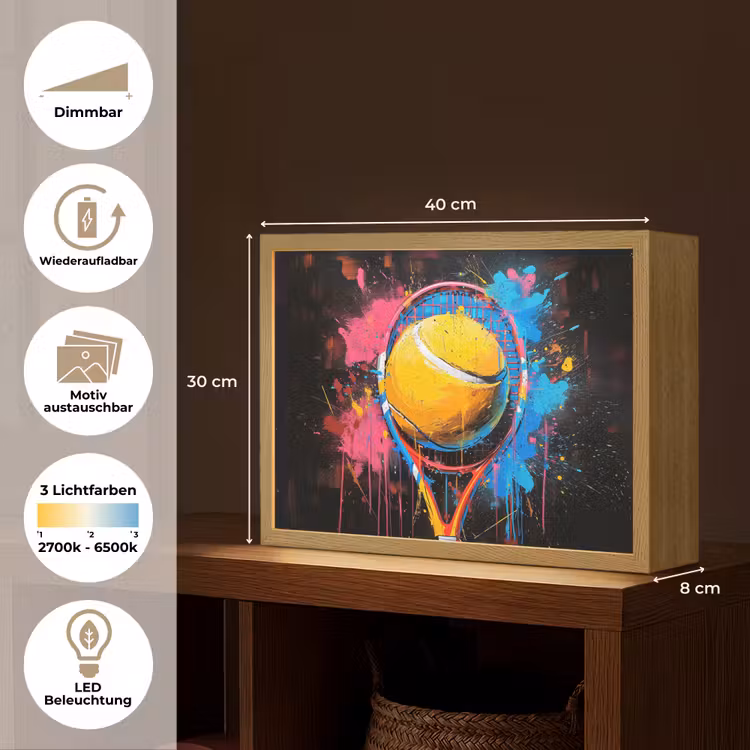 Graffiti - Tennis - Sport - Racket Light Box met batterij (Wandlamp) middel -USP_websiteoverzichtDE