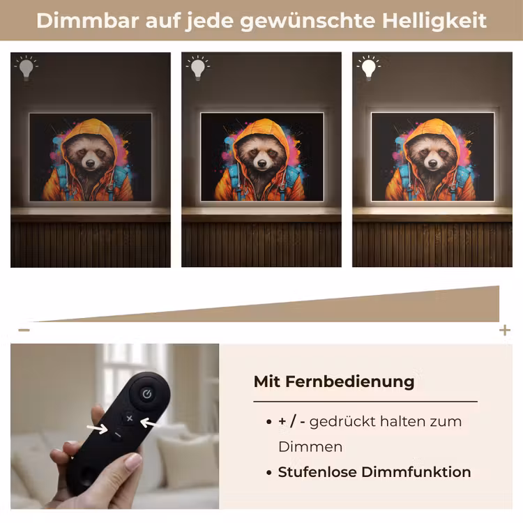 Graffiti - Wasbeer - Jas - Zwart Light Box met batterij (Wandlamp) middel -USP_dimbaarDE
