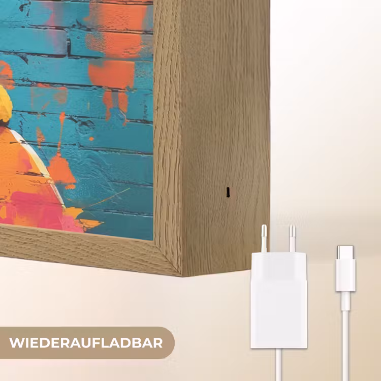 Graffiti - Wolf - Street art - Blauw Light Box met batterij (Wandlamp) middel -USP_websiteoplaadbaarDE