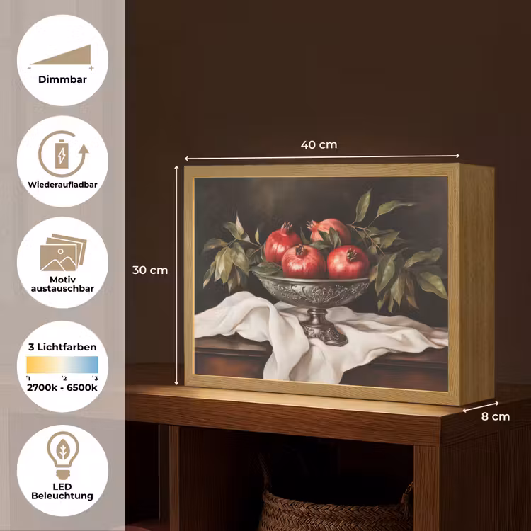 Granaatappels - Klassiek - Vintage Light Box met batterij (Wandlamp) middel -USP_websiteoverzichtDE