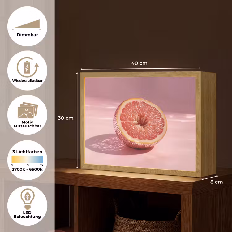 Grapefruit - Roze - Disco - Shiny Light Box met batterij (Wandlamp) middel -USP_websiteoverzichtDE