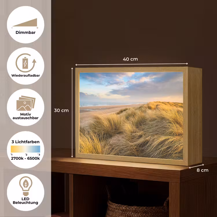 Gras - Duinen - Strand - Zomer Light Box met batterij (Wandlamp) middel -USP_websiteoverzichtDE