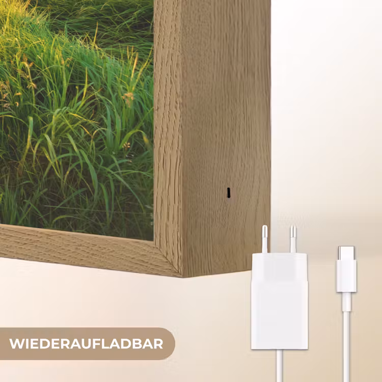 Gras - Heuvels - Zon - Natuur - Landschap Light Box met batterij (Wandlamp) middel -USP_websiteoplaadbaarDE