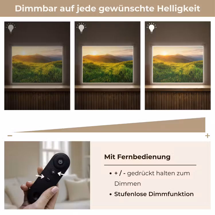 Gras - Heuvels - Zon - Natuur - Landschap Light Box met batterij (Wandlamp) middel -USP_dimbaarDE