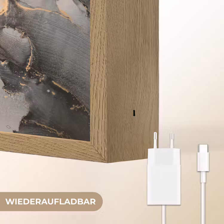 Grijs - Luxe - Goud - Marmer Light Box met batterij (Wandlamp) middel -USP_websiteoplaadbaarDE