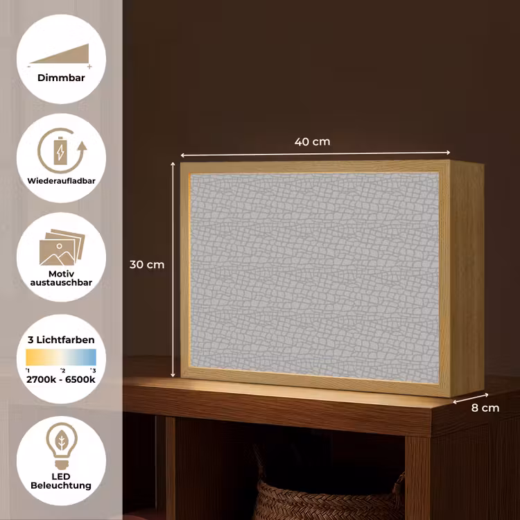 Grijs - Reptiel - Dier - Patroon Light Box met batterij (Wandlamp) middel 907 -USP_websiteoverzichtDE