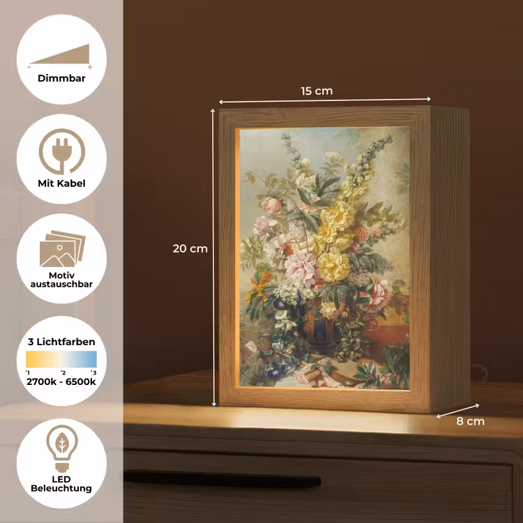 Grote vaas met bloemen - Josep Mirabent - Oude meesters Light Box met kabel (Wandlamp) klein -USP_websiteoverzichtDE
