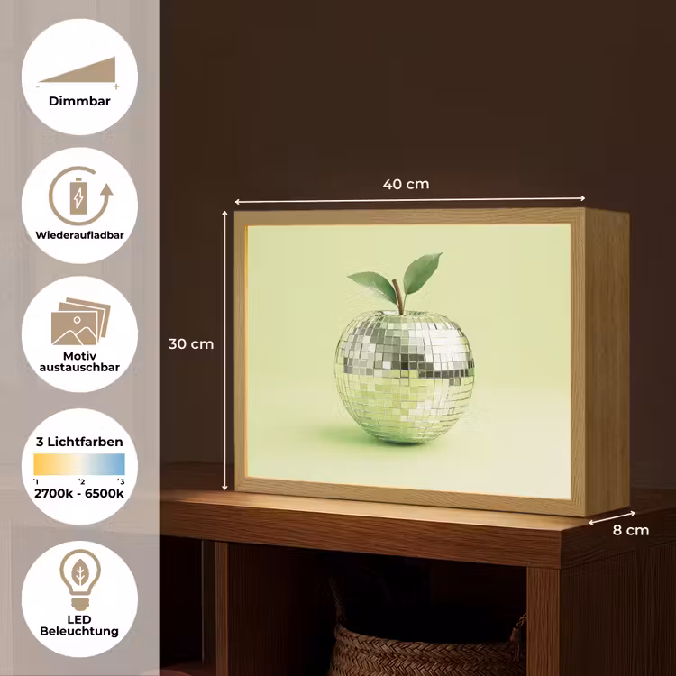 Groen - Disco - Decoratie - Appel Light Box met batterij (Wandlamp) middel -USP_websiteoverzichtDE