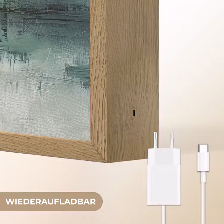 Groen - Modern - Abstract - Goud Light Box met batterij (Wandlamp) middel -USP_websiteoplaadbaarDE