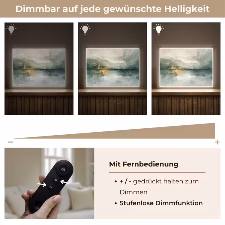 Groen - Modern - Abstract - Goud Light Box met batterij (Wandlamp) middel -USP_dimbaarDE