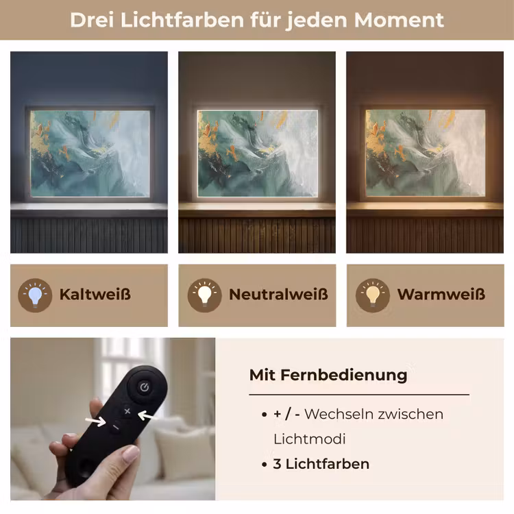 Groen - Modern - Marmer - Abstract Light Box met batterij (Wandlamp) middel -USP_lichtkleurDE