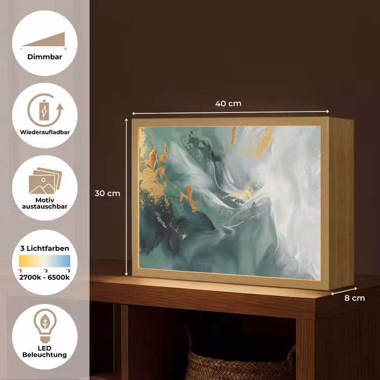Groen - Modern - Marmer - Abstract Light Box met batterij (Wandlamp) middel -USP_websiteoverzichtDE