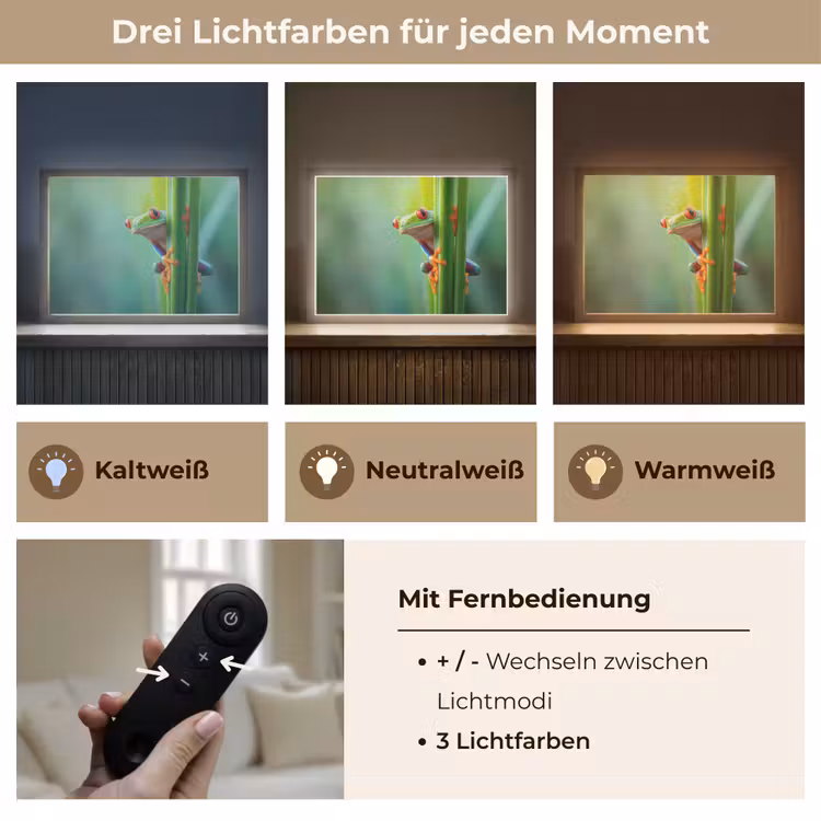 Groene kikker - Nieuwsgierig - Gras Light Box met batterij (Wandlamp) middel -USP_lichtkleurDE