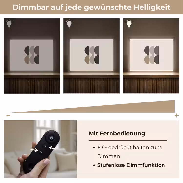 Halve cirkels - Aardetinten - Grafisch Light Box met batterij (Wandlamp) middel -USP_dimbaarDE