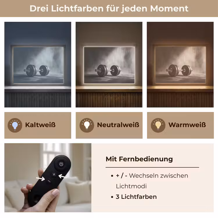 Halter - Gewichten - Zwart Light Box met batterij (Wandlamp) middel -USP_lichtkleurDE