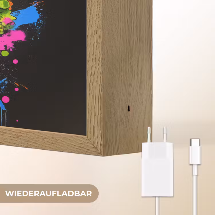 Hamburger - Graffiti - Verf - Kleurrijk - Eten - Abstract Light Box met batterij (Wandlamp) middel -USP_websiteoplaadbaarDE