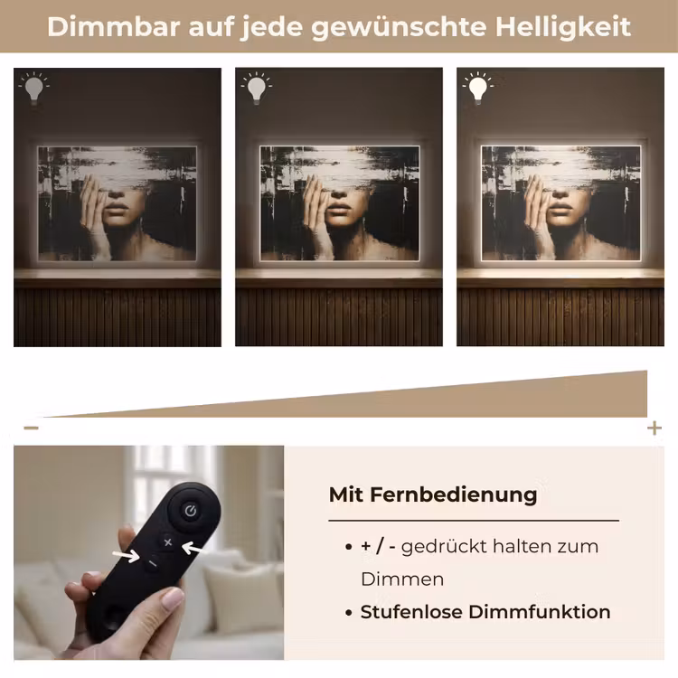 Hand - Gezicht - Strepen - Abstract Light Box met batterij (Wandlamp) middel -USP_dimbaarDE