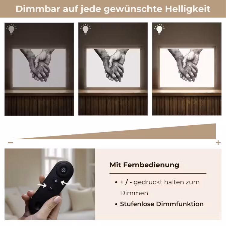 Handen - Zwart wit - Modern - Kunst Light Box met batterij (Wandlamp) middel -USP_dimbaarDE