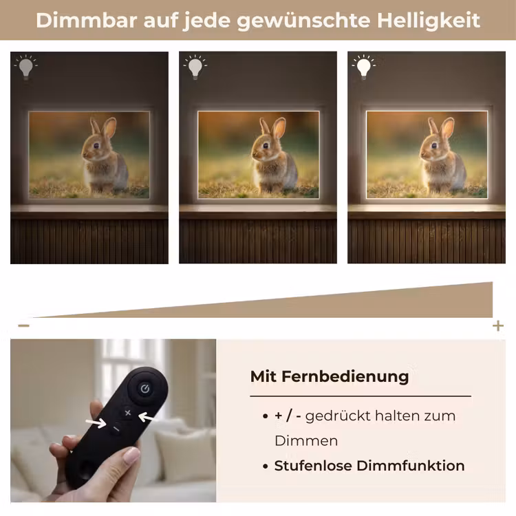 Konijntje - Bruin - Gras Light Box met batterij (Wandlamp) middel -USP_dimbaarDE