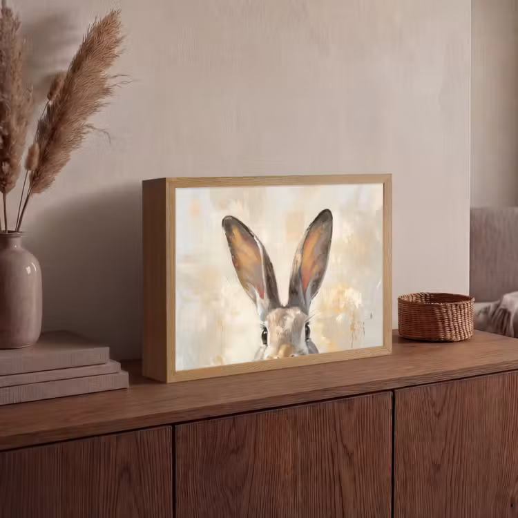 Haas - Oren - Bruin Light Box met batterij (Wandlamp) middel -sfeer2