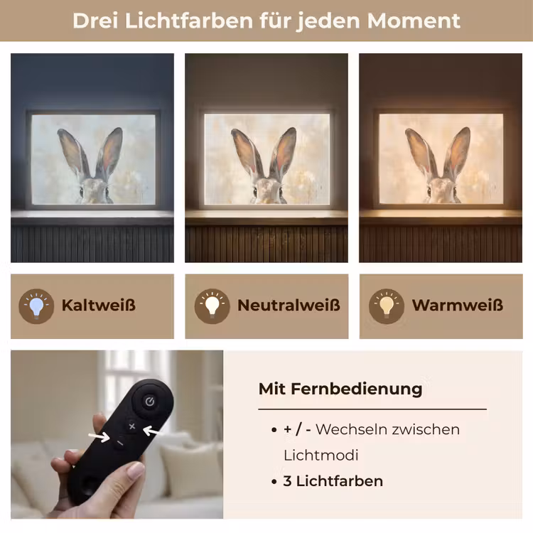 Haas - Oren - Bruin Light Box met batterij (Wandlamp) middel -USP_lichtkleurDE