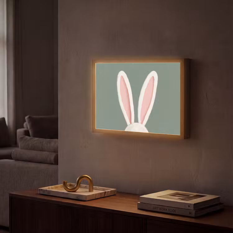 Hazen - Oren - Roze Light Box met batterij (Wandlamp) middel -sfeer1