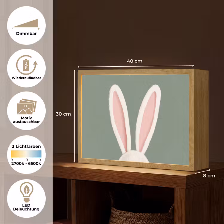 Hazen - Oren - Roze Light Box met batterij (Wandlamp) middel -USP_websiteoverzichtDE