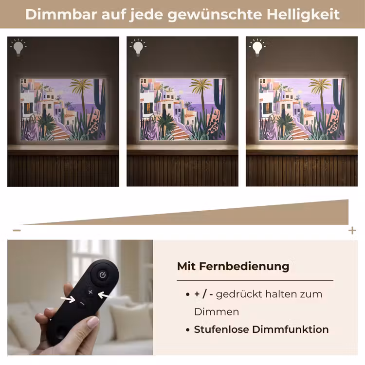Huizen - Minimalistisch - Palmbomen - Kust Light Box met batterij (Wandlamp) middel -USP_dimbaarDE