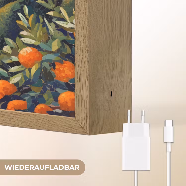 Huizen - Mozaïek - Sinaasappelbomen - Zee Light Box met batterij (Wandlamp) middel -USP_websiteoplaadbaarDE